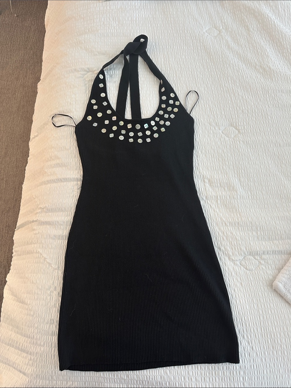 Edikted Black One-Shoulder Mini Dress with Silver Stud Detailing